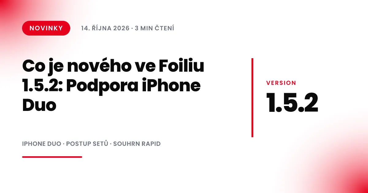 Co je nového ve Foiliu 1.5.2: Podpora iPhone Duo